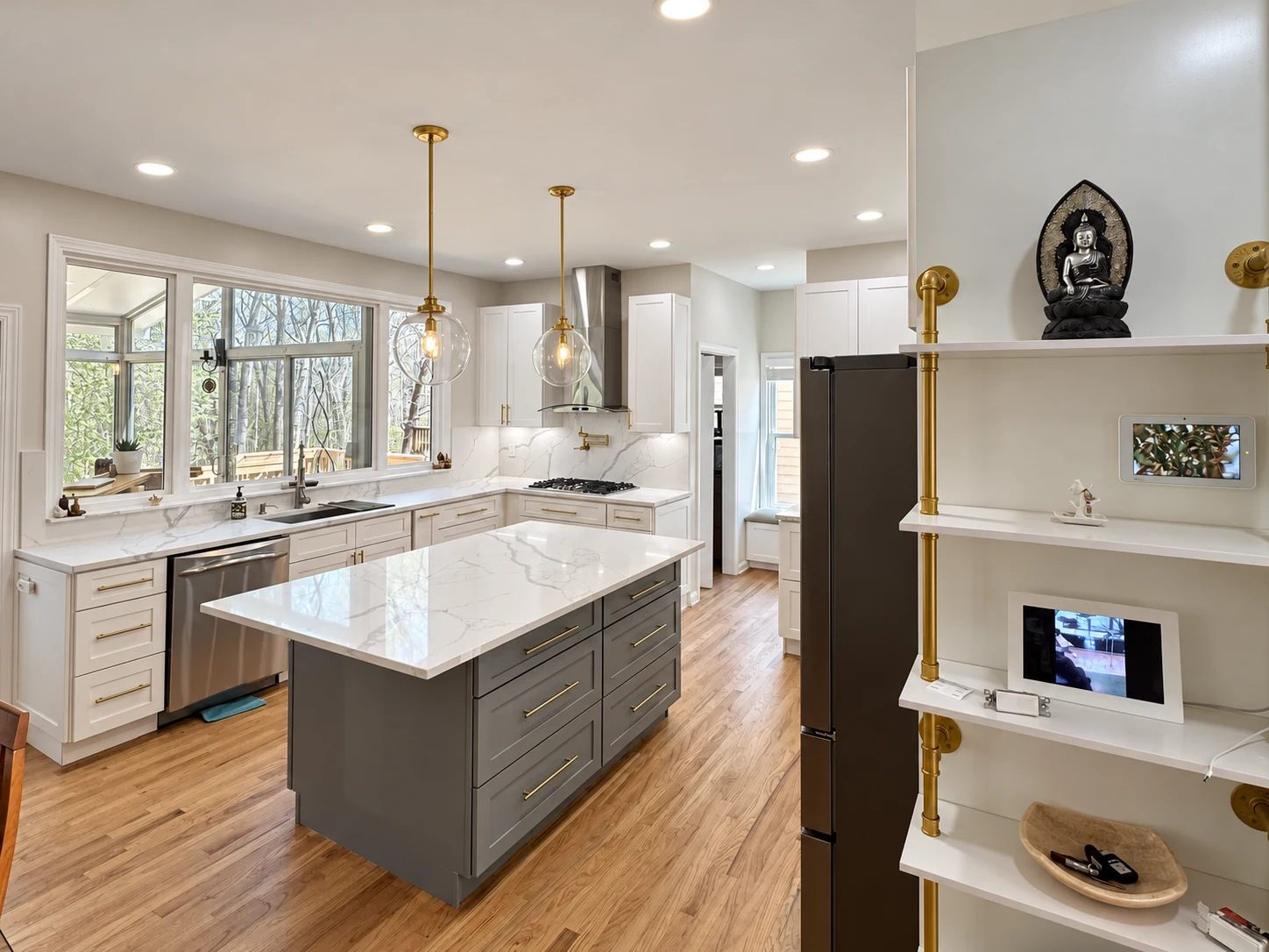 Bright kitchen remodel with custom island and natural light